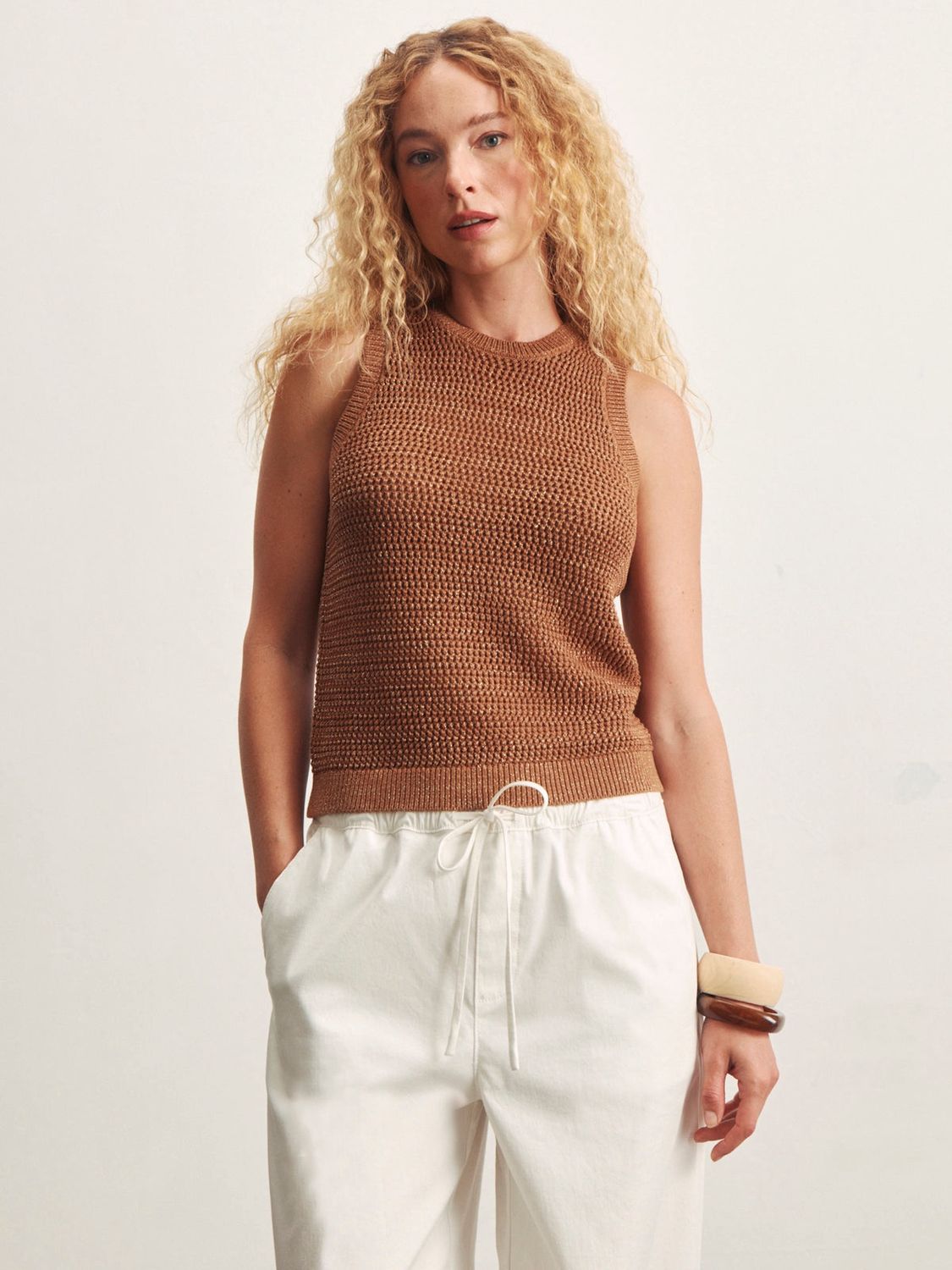 Natural State Halter Tank in Toasted Coconut Metallic