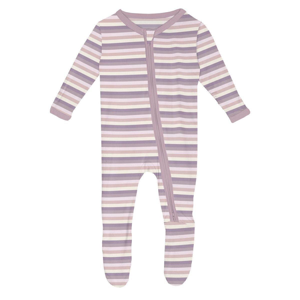 Kickee Pants Footie w 2-Way Zip in Lavender Bliss Stripe