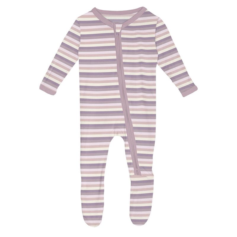 Kickee Pants Footie w 2-Way Zip in Lavender Bliss Stripe