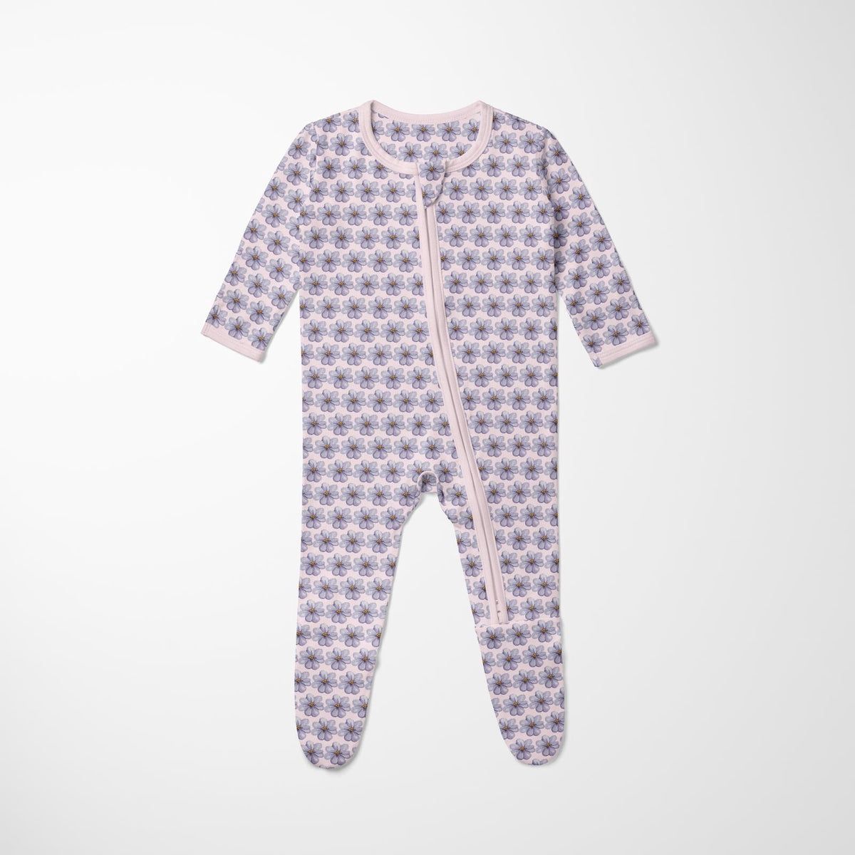 Kickee Pants Footie w 2-Way Zip in Shrinking Violet Summer Flowers