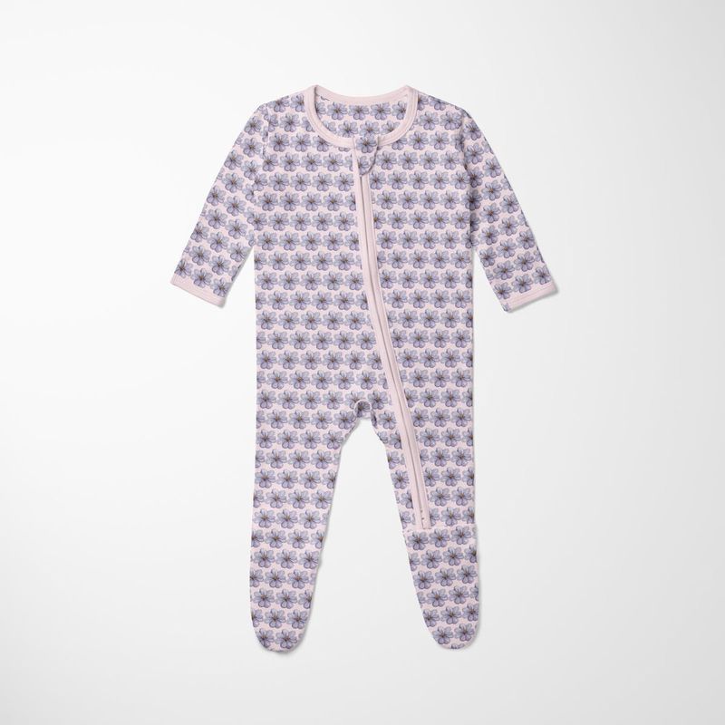 Kickee Pants Footie w 2-Way Zip in Shrinking Violet Summer Flowers