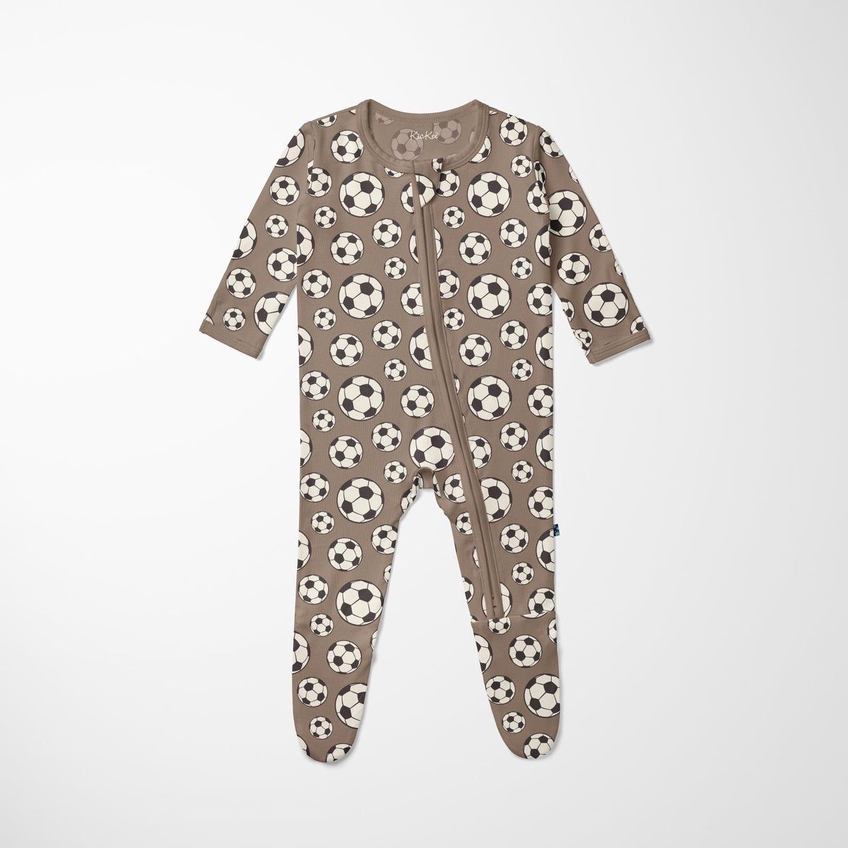 Kickee Pants Footie w 2-Way Zip in Portabella Soccer