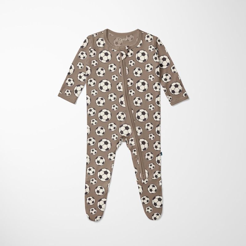 Kickee Pants Footie w 2-Way Zip in Portabella Soccer