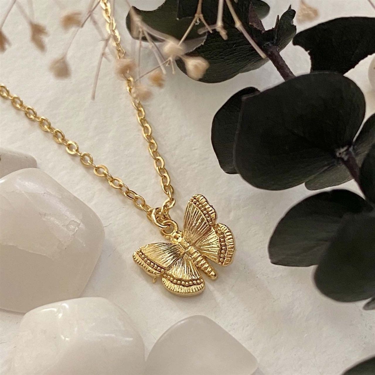 "Papillon" Butterfly Charm Necklace in Gold