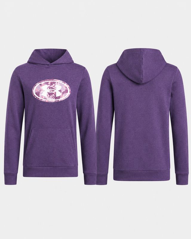 UA Girls Rival Fleece Key Print Fill Hoodie / Purple
