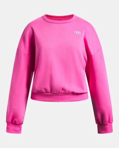 UA Girls Rival Fleece Oversized Crew / Pink Frenzy