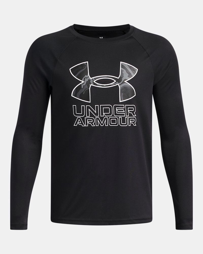 UA Boys Tech™ Hybrid Print Long Sleeve / Black