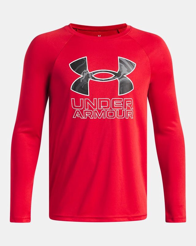 UA Boys Tech™ Hybrid Print Long Sleeve / Red