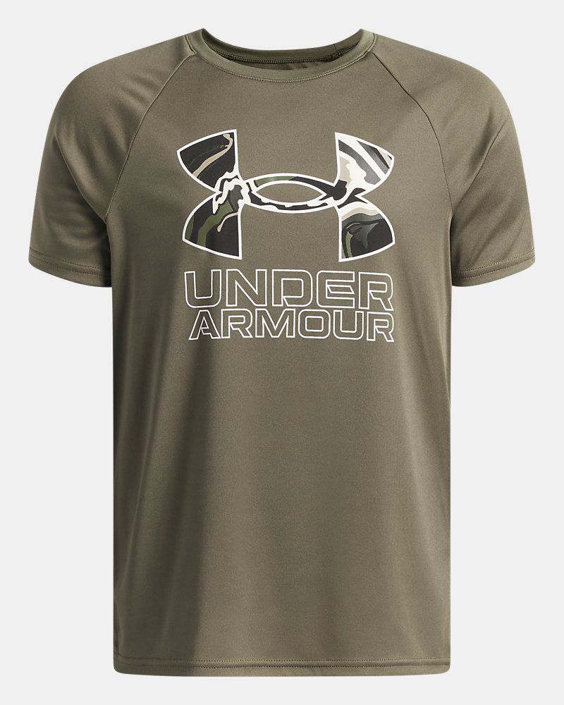 UA Boys Tech™ Hybrid Print Short Sleeve / Marine OD Green
