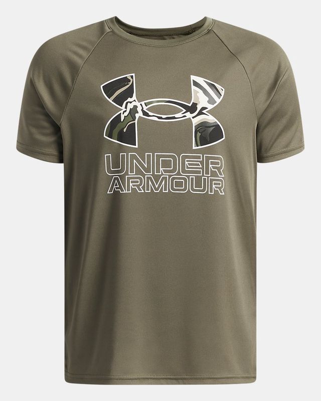 UA Boys Tech™ Hybrid Print Short Sleeve / Marine OD Green