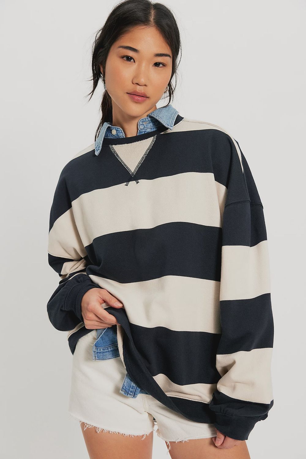 Free People/Classic Stripe Crew Wide/Black Combo