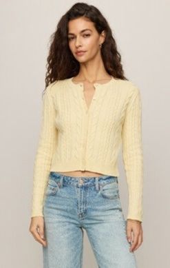 z supply/cera long sleeve cardigan/ lemon chiffon