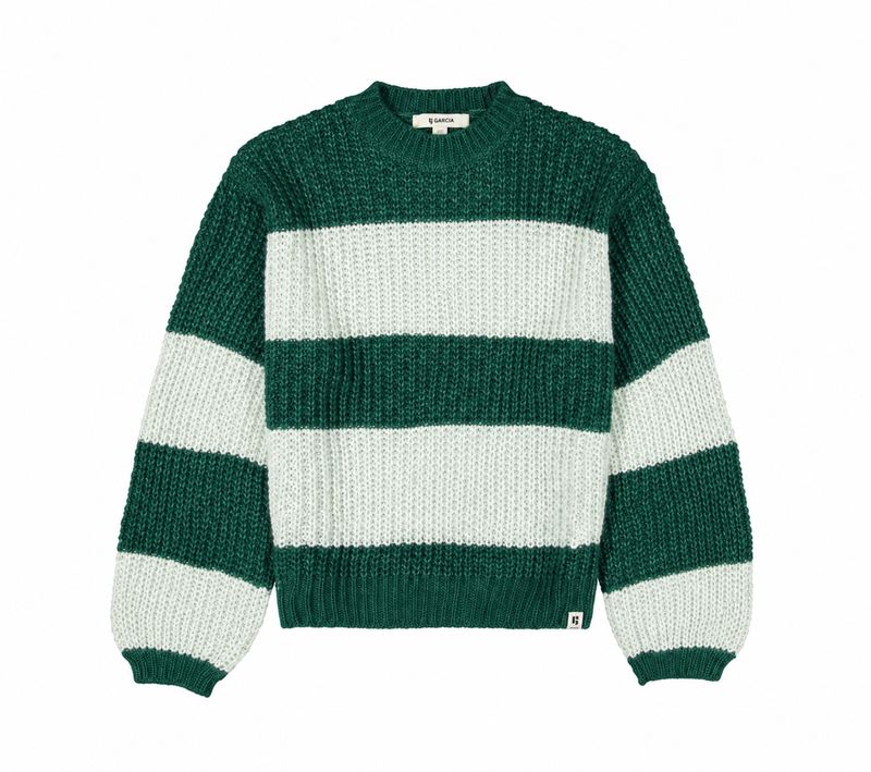 Garcia / Girls Knit Striped Sweater / Forest Leaf