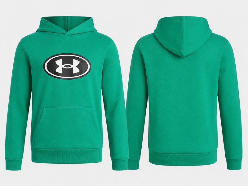UA Boys Rival Fleece Key Print Fill Graphic Hoodie / Geode Green