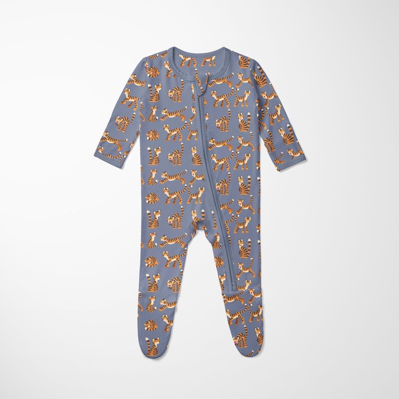 KicKee Pants / Print Footie with 2 Way Zipper / Moonlight Tiger
