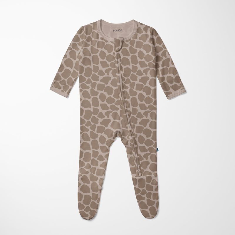 KicKee Pants / Print Footie with 2 Way Zipper / Mushroom Giraffe