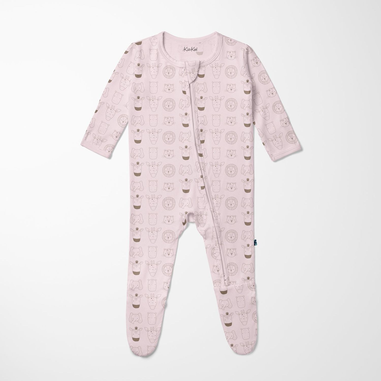 KicKee Pants / Print Footie with 2 Way Zipper / Shrinking Violet Animals