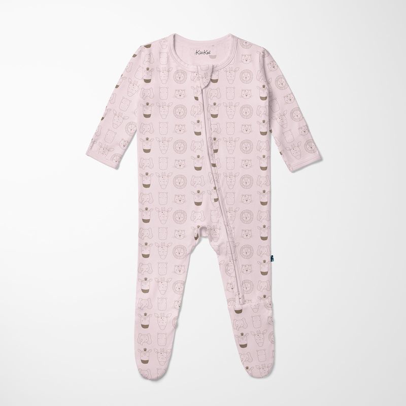 KicKee Pants / Print Footie with 2 Way Zipper / Shrinking Violet Animals