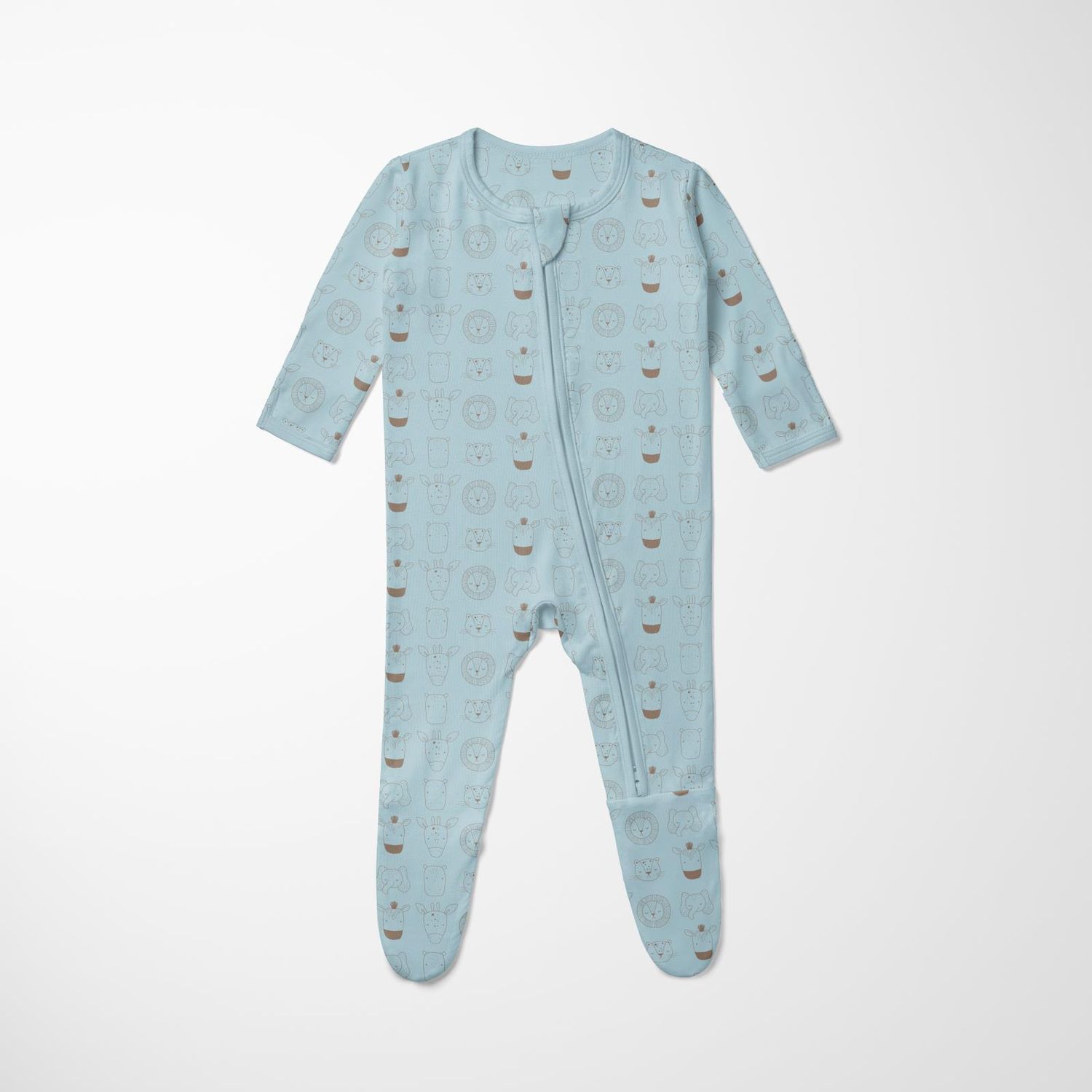 KicKee Pants / Print Footie with 2 Way Zipper / Spring Sky Animals