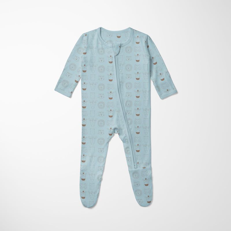 KicKee Pants / Print Footie with 2 Way Zipper / Spring Sky Animals