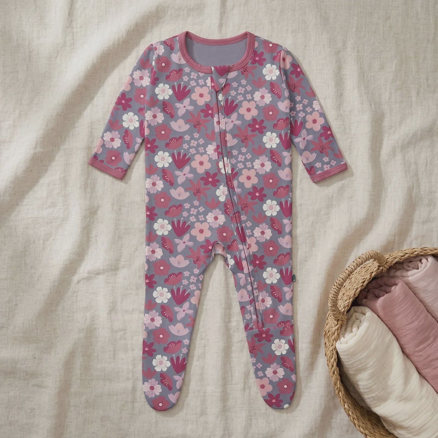 KicKee Pants / Print Footie with 2 Way Zipper / Moonlight Picture Day Floral