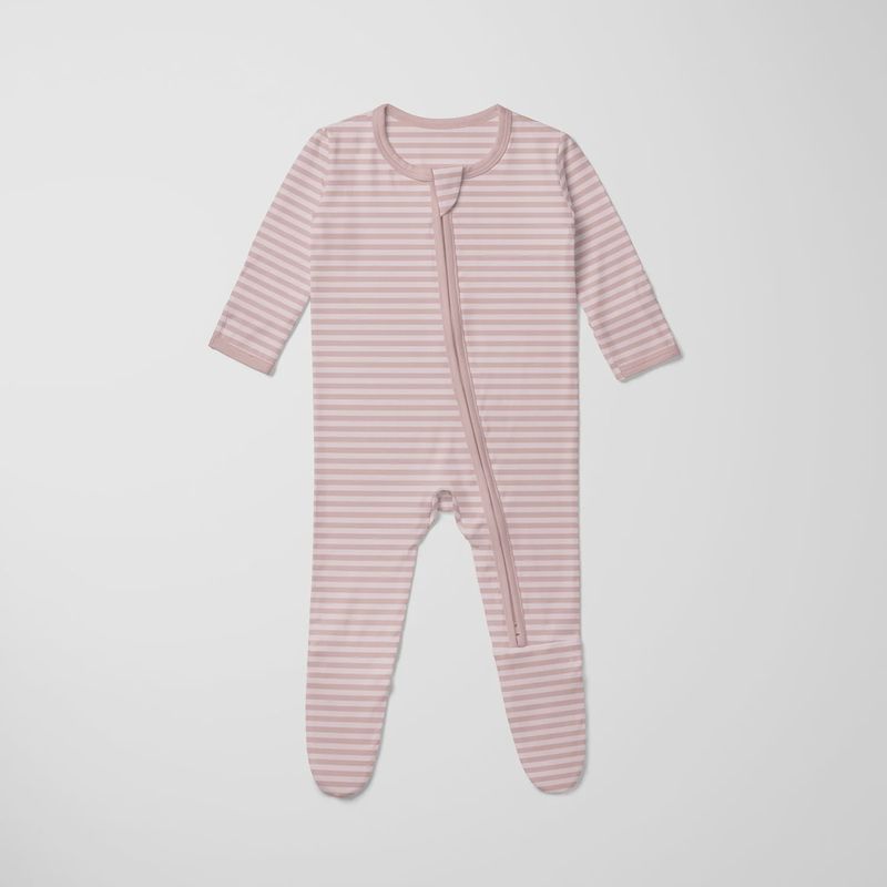 KicKee Pants / Print Footie with 2 Way Zipper / Blossom Breeze Stripe