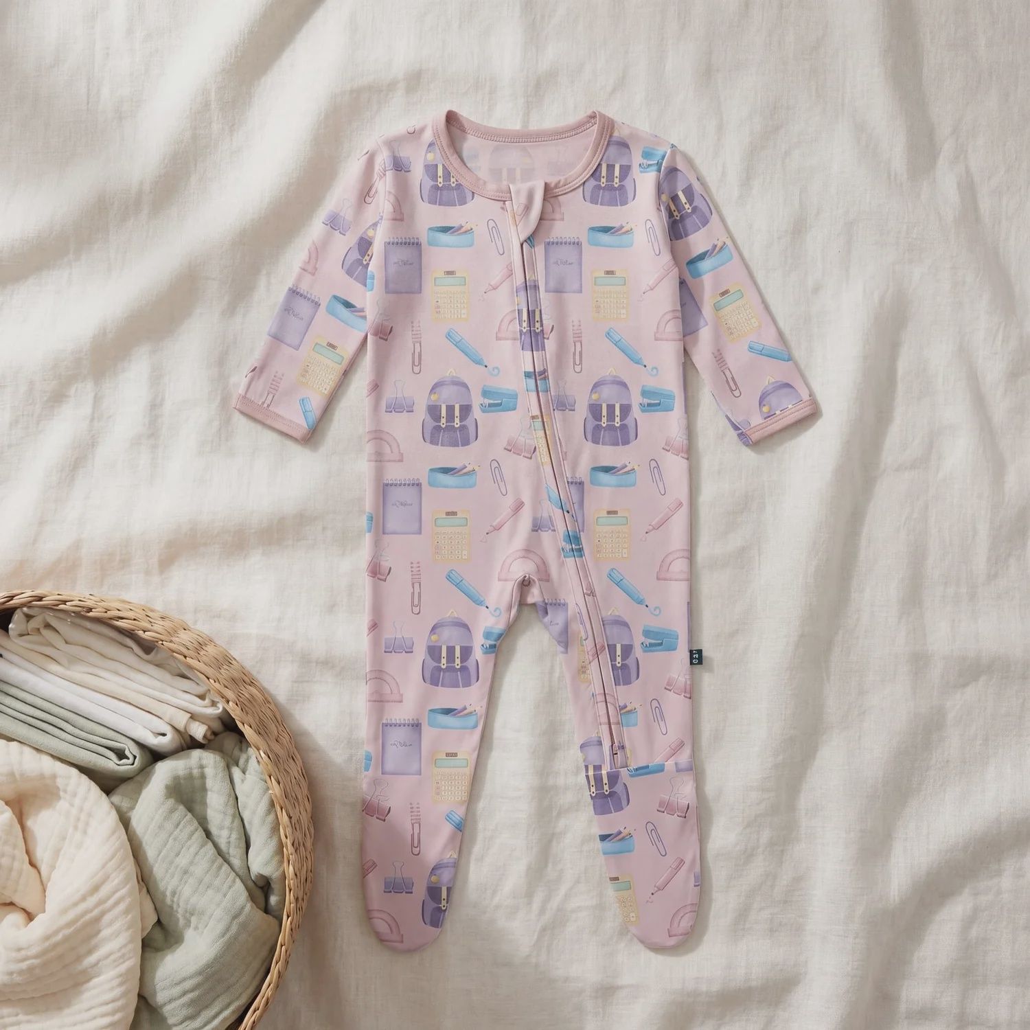 KicKee Pants / Print Footie with 2 Way Zipper / Shrinking Violet School Girl