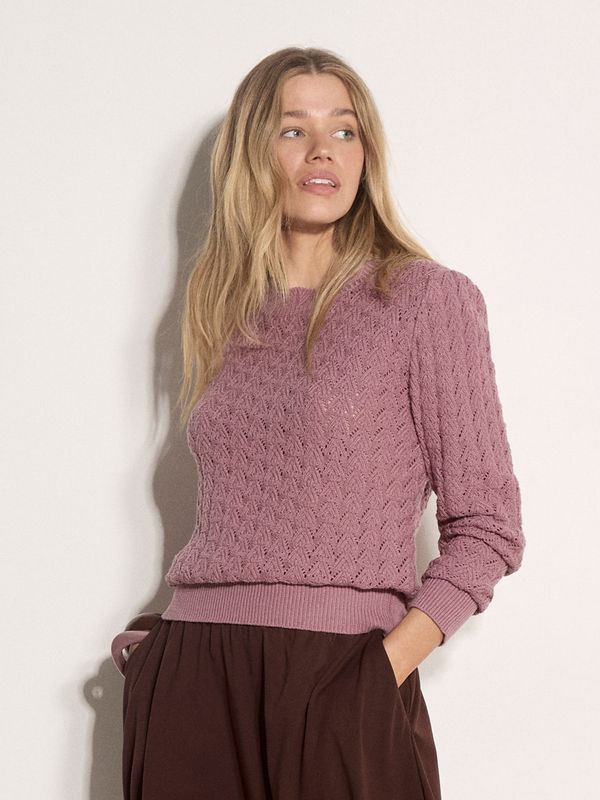 Apricot / Pointelle Scallop Neck Jumper / Pink