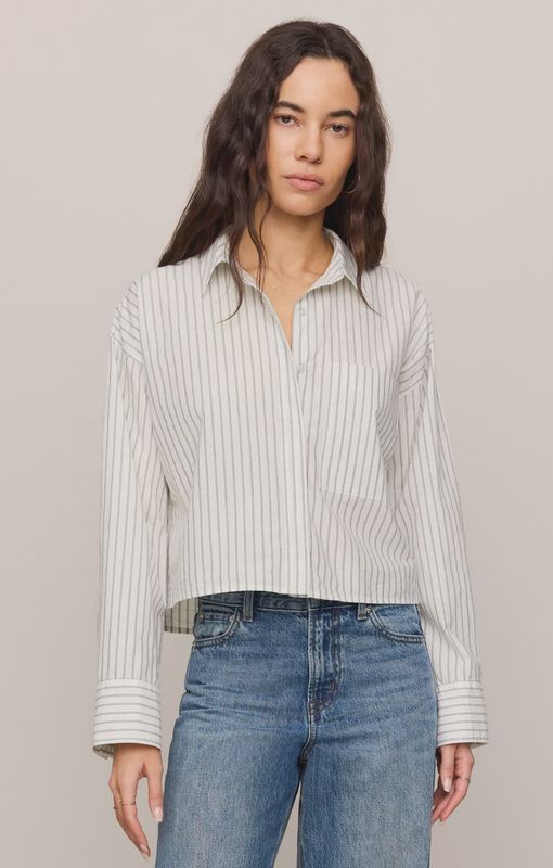 Z Supply/Favorite Striped Button Up Top/White
