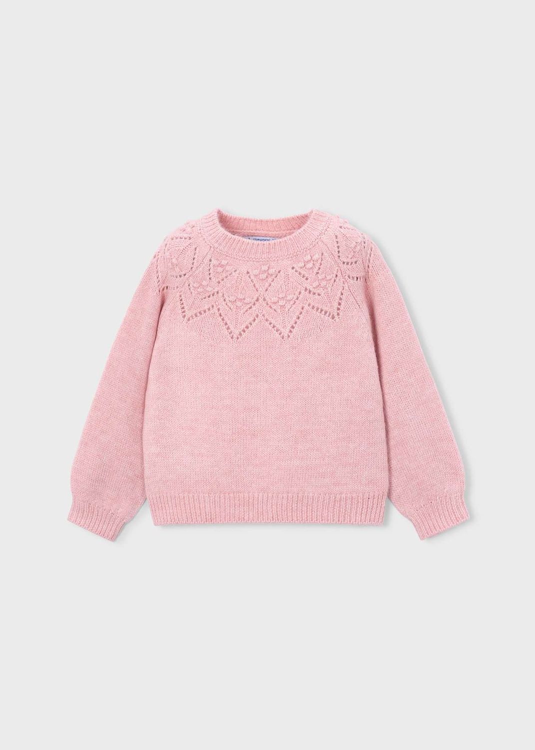 Mayoral / 4318 / Girls Openwork Details Knit Sweater / Pink