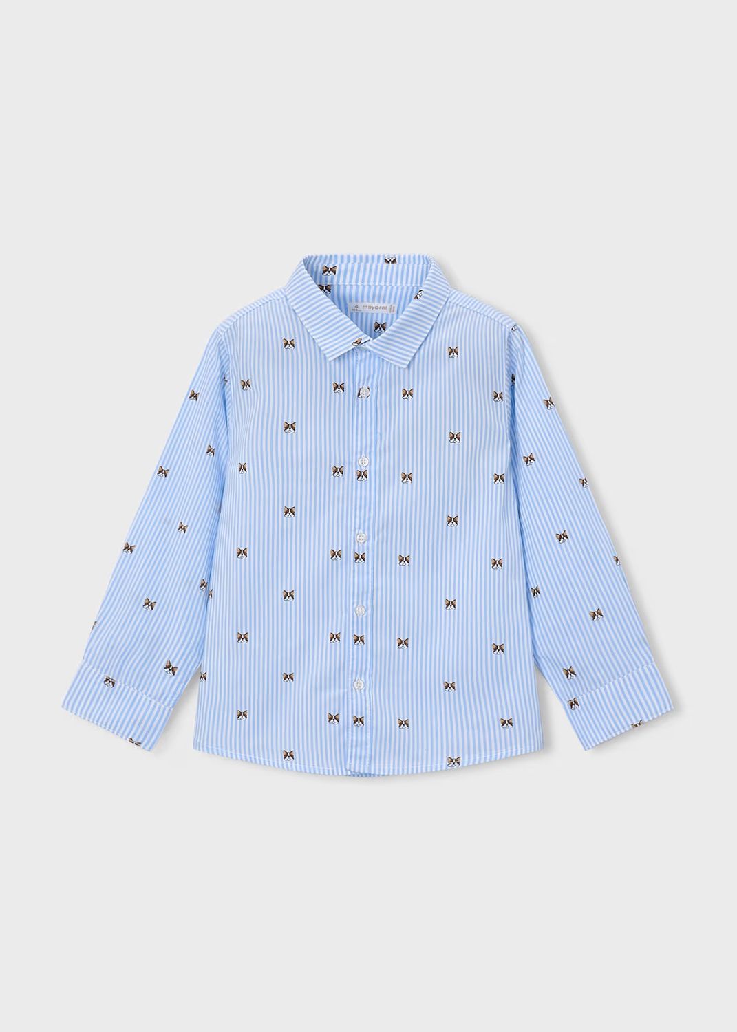 Mayoral / 4146 / Boys LS Dress Shirt / Dogs + Blue Stripes