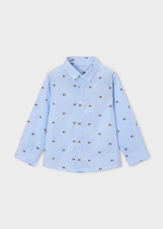 Mayoral / 4146 / Boys LS Dress Shirt / Dogs + Blue Stripes
