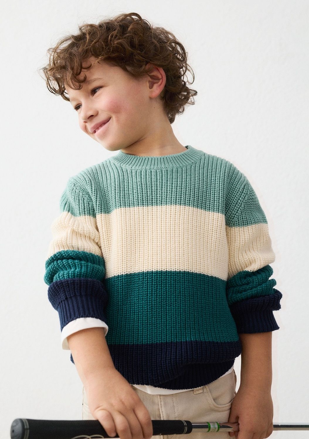 Mayoral / 4305 / Boys Colour Block Knit Sweater / Green