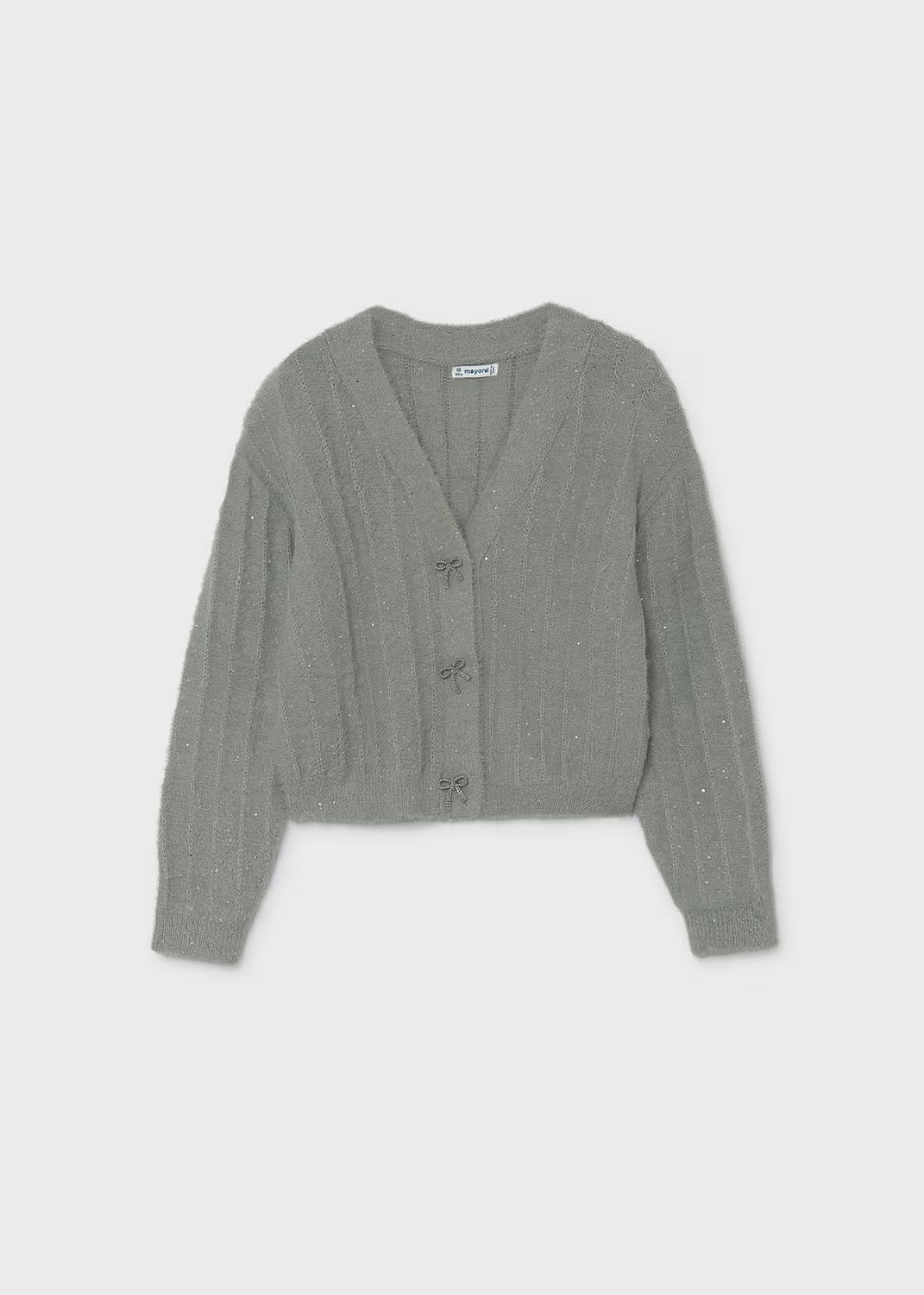 Mayoral / 7345 / Girls Sequin Knit Cardi / Silver