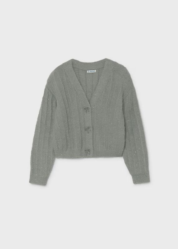 Mayoral / 7345 / Girls Sequin Knit Cardi / Silver