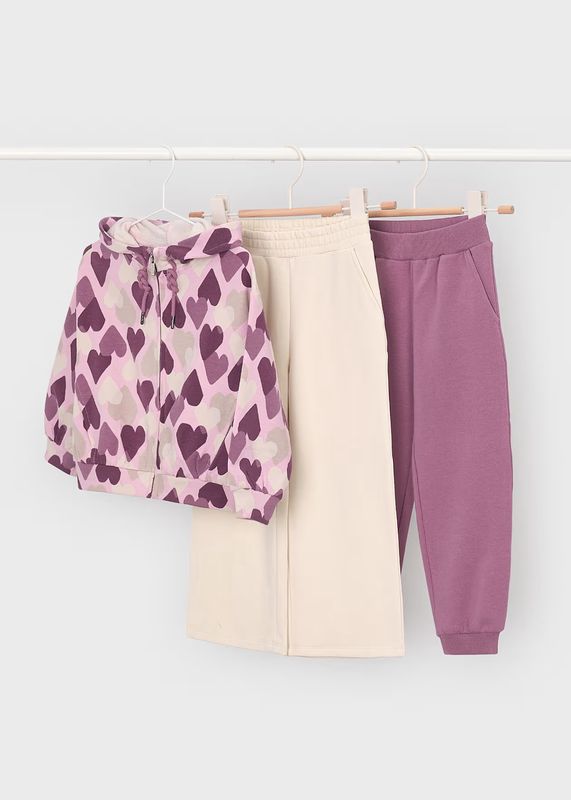 Mayoral / 4813 / Girls Tracksuit 3pc Set / Violet Hearts