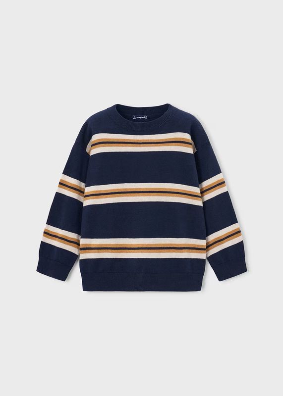 Mayoral / 4303 / Boys Fine Knit Striped Sweater / Navy
