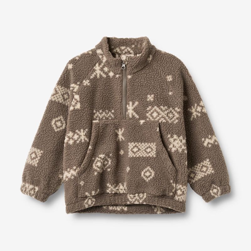 Wheat / Fleece Anorak Moon / Dry Wood Jacquard