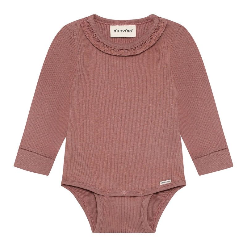 Minymo / Infant LS Ribbed Bodysuit / Dusty Rose