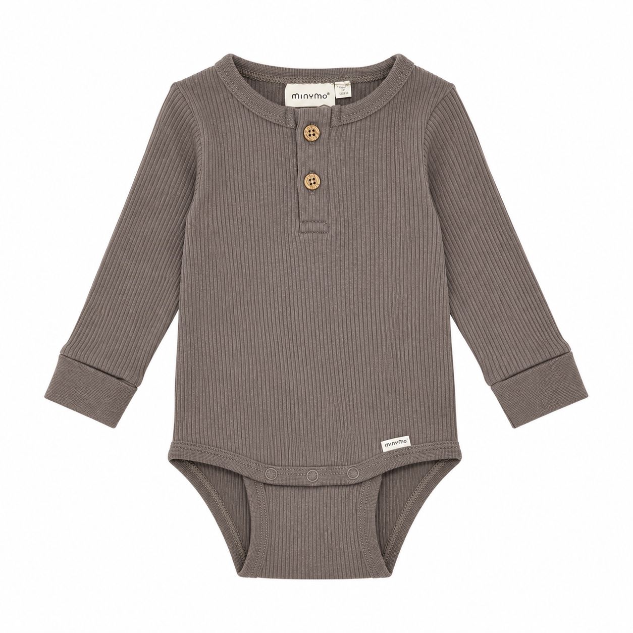 Minymo / Infant Ribbed LS Bodysuit / Taupe