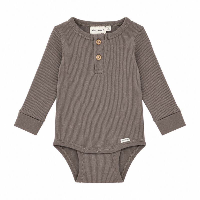 Minymo / Infant Ribbed LS Bodysuit / Taupe