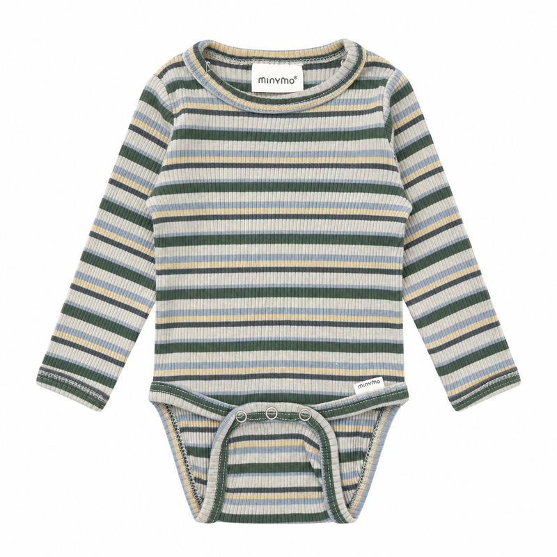 Minymo / Infant LS Striped Bodysuit / Green