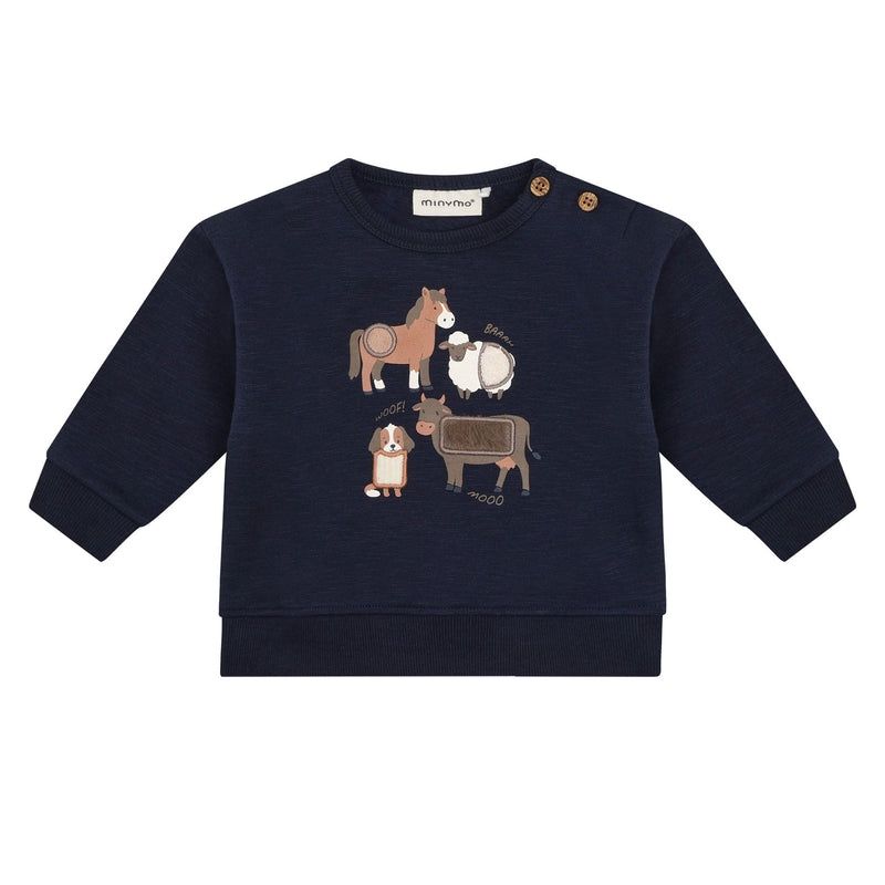 Minymo / Infant LS Sweatshirt / Navy Animals