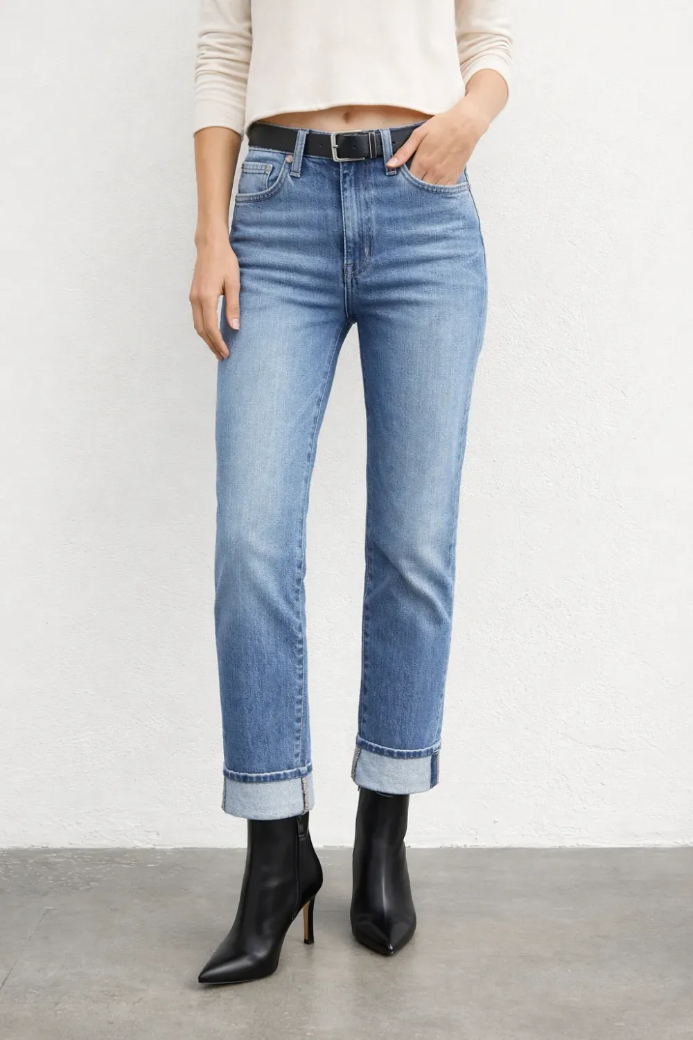 Fidelity/Gracie/High Slim Tapered Crop/Collar Blue