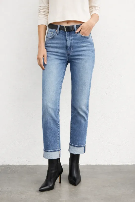 Fidelity/Gracie/High Slim Tapered Crop/Collar Blue