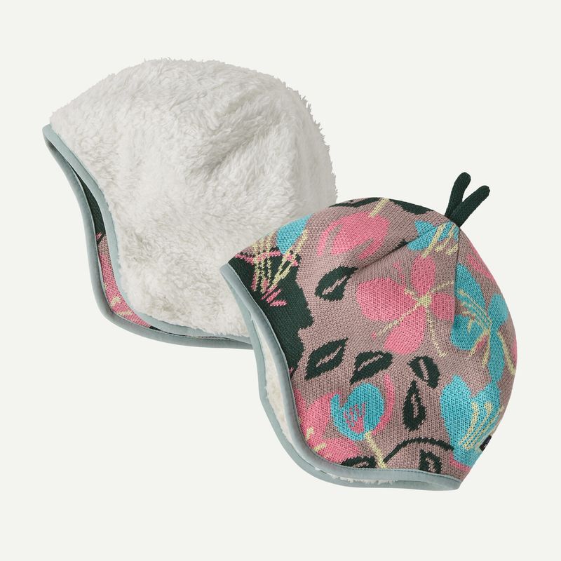 Baby Reversible Beanie / Hopes and Blooms: Fuzzy Mauve