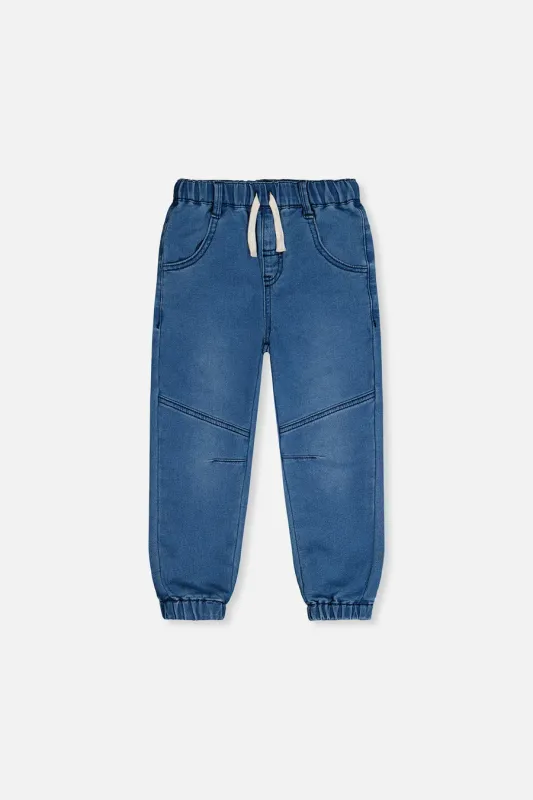 Deux Par Deux/French Terry Denim Jogger Pants/Light Blue Denim