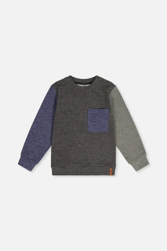 Deux Par Deux/Color Block Brushed Jersey Top With Chest/beluga
