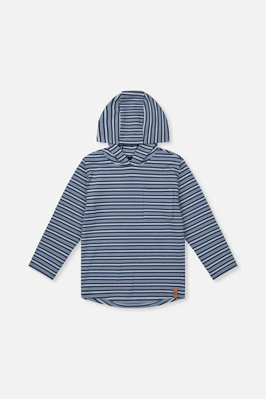 Deux Par Deux/Striped Brushed Jersey Hooded T-Shirt/Blue Stripe