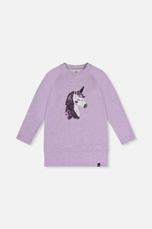 Deux Par Deux/Girls Unicorn tunic/Violet Tulip